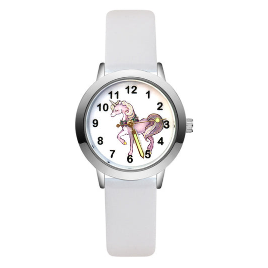 montre blanche motif licorne jolie