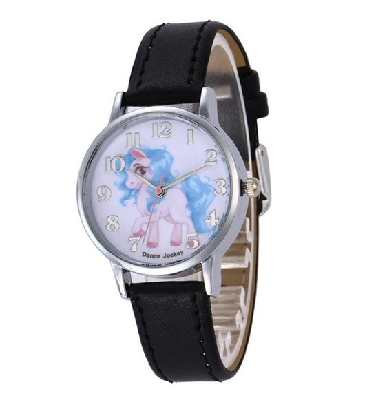 montre noir motif licorne magique taille enfant
