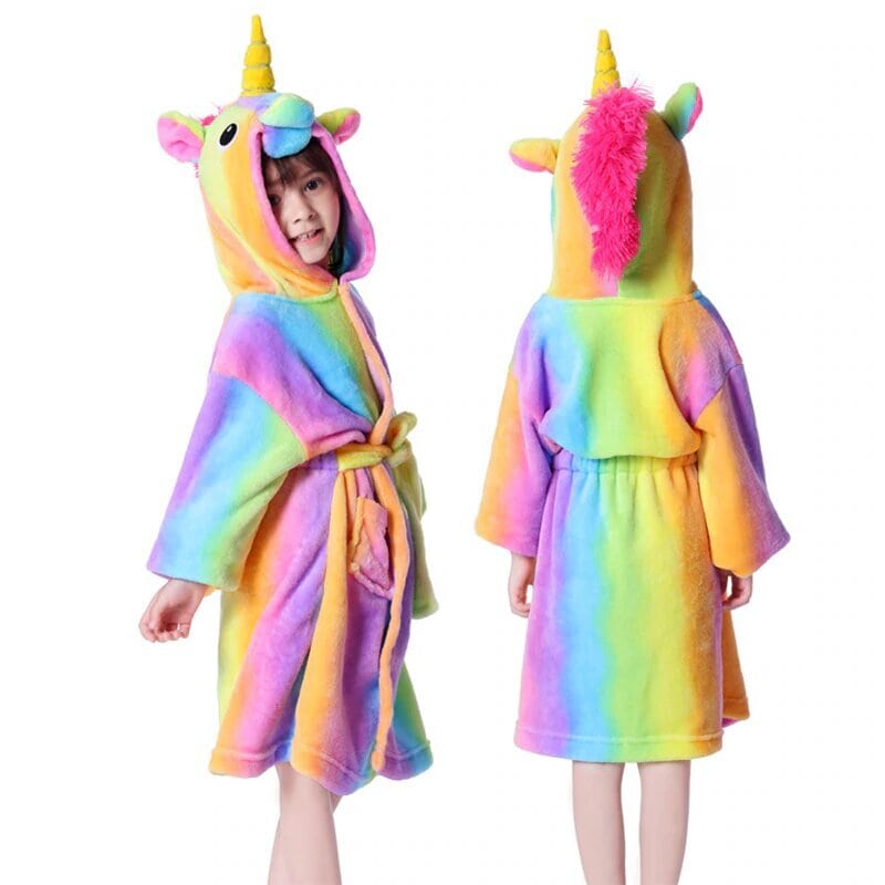 Peignoir Licorne Fille Arc en Ciel
