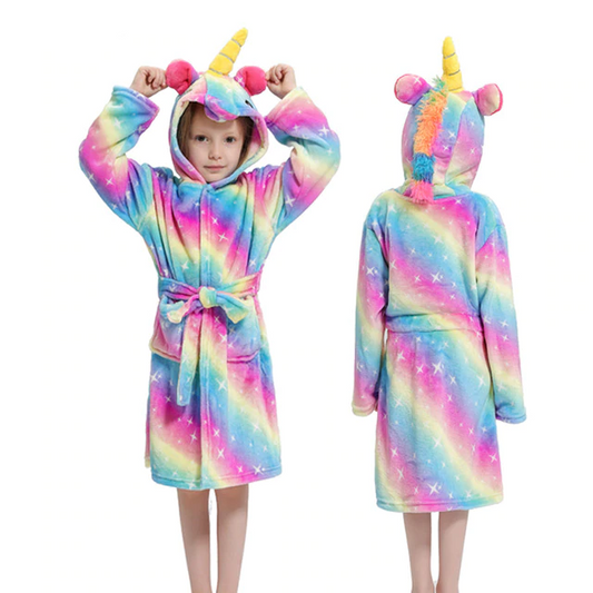 peignoir arc en ciel motif licorne folle