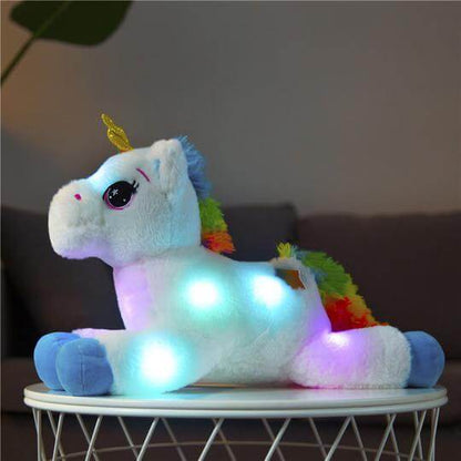 DAMAIE Peluche licorne lumineuse LED Animaux en peluche avec veilleuses  colorées Anniversaire lumineux pour tout-petits filles femmes, 12'' 