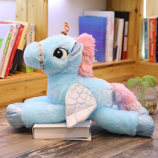 peluche licorne bleu de grande taille