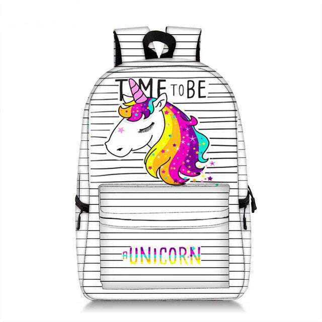 sac a dos licorne scolaire "time to be a unicorn"