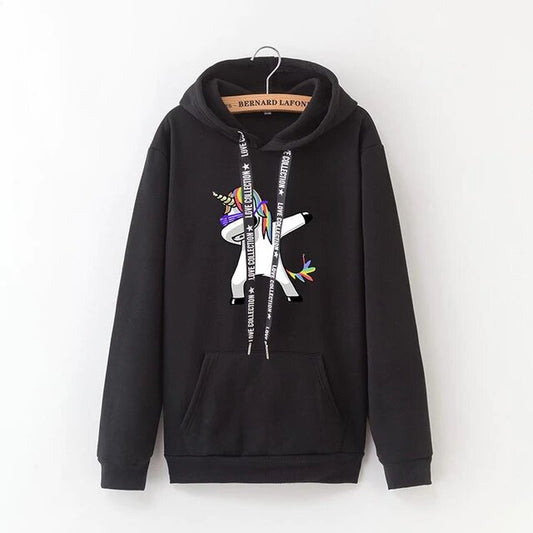 Sweat Noir Licorne Dab - monde-licorne