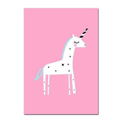 Toile Licorne Rose